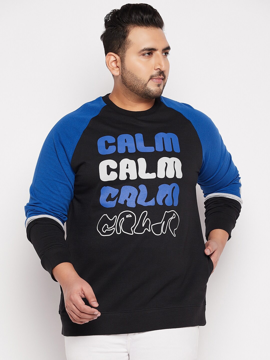 

bigbanana Men Plus Size Black Printed Sweatshirt