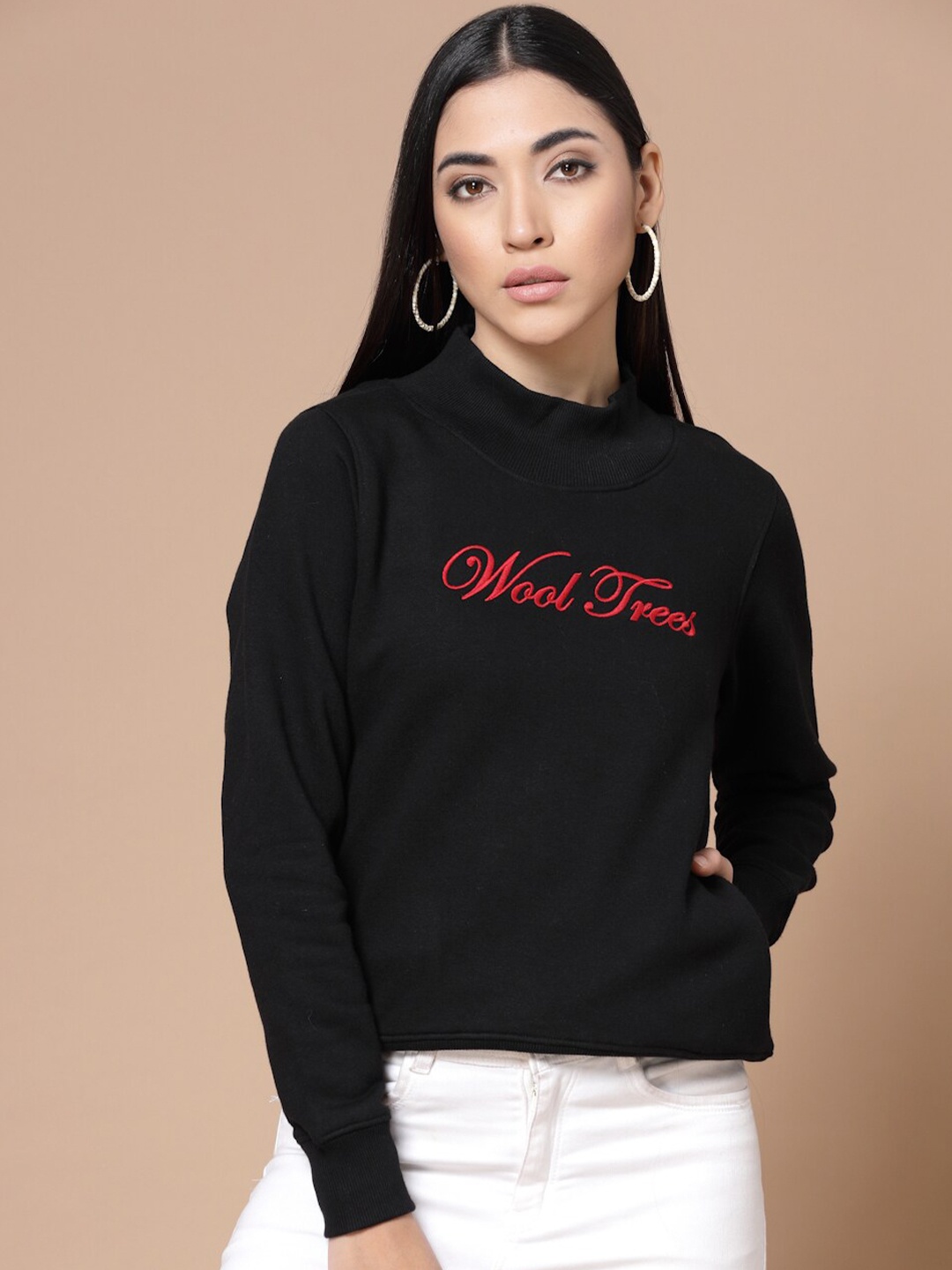 

Wool Trees Women Black Printed Cotton Sweatshirt