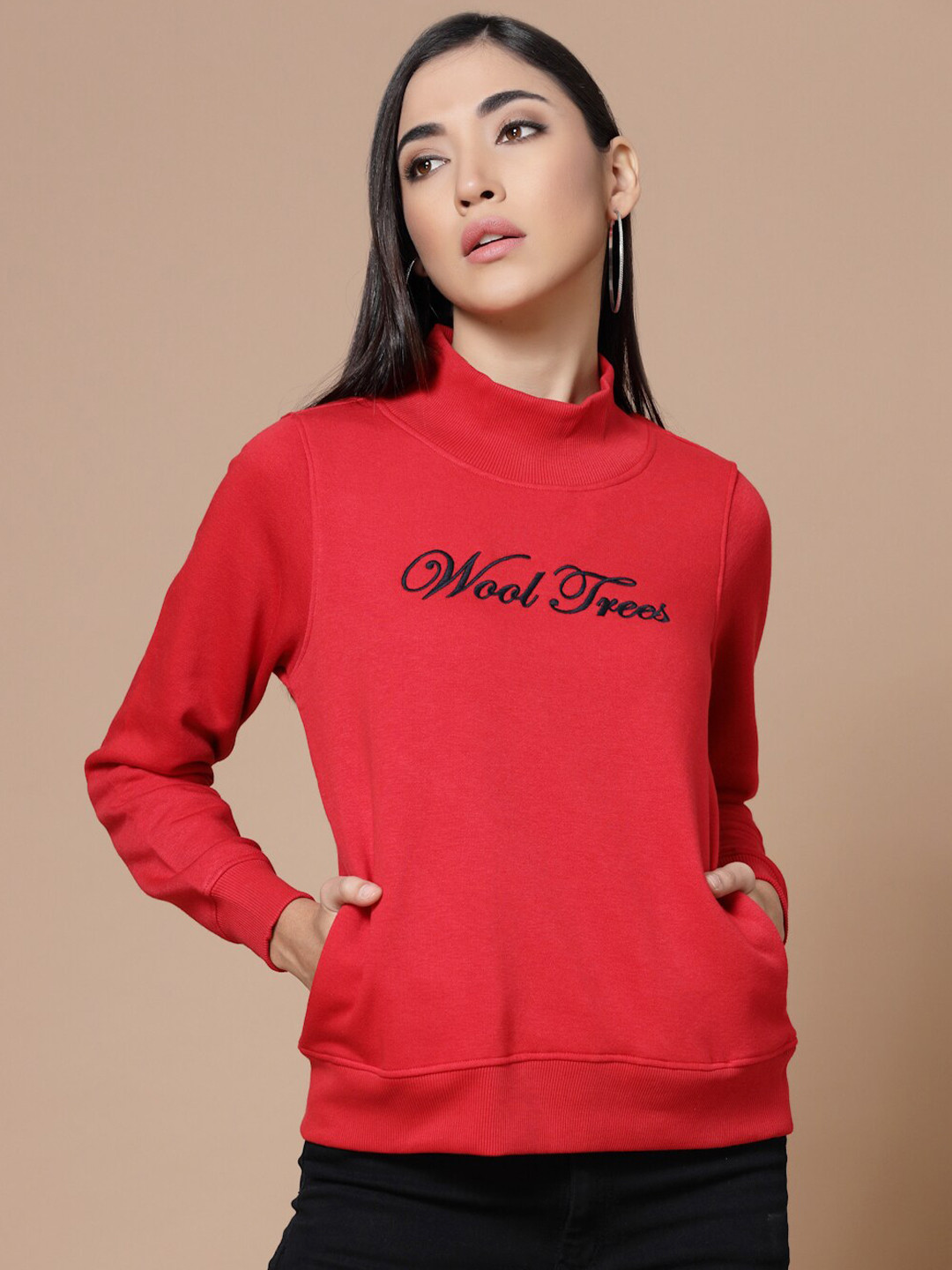 

Wool Trees Women Red Printed Cotton Sweatshirt