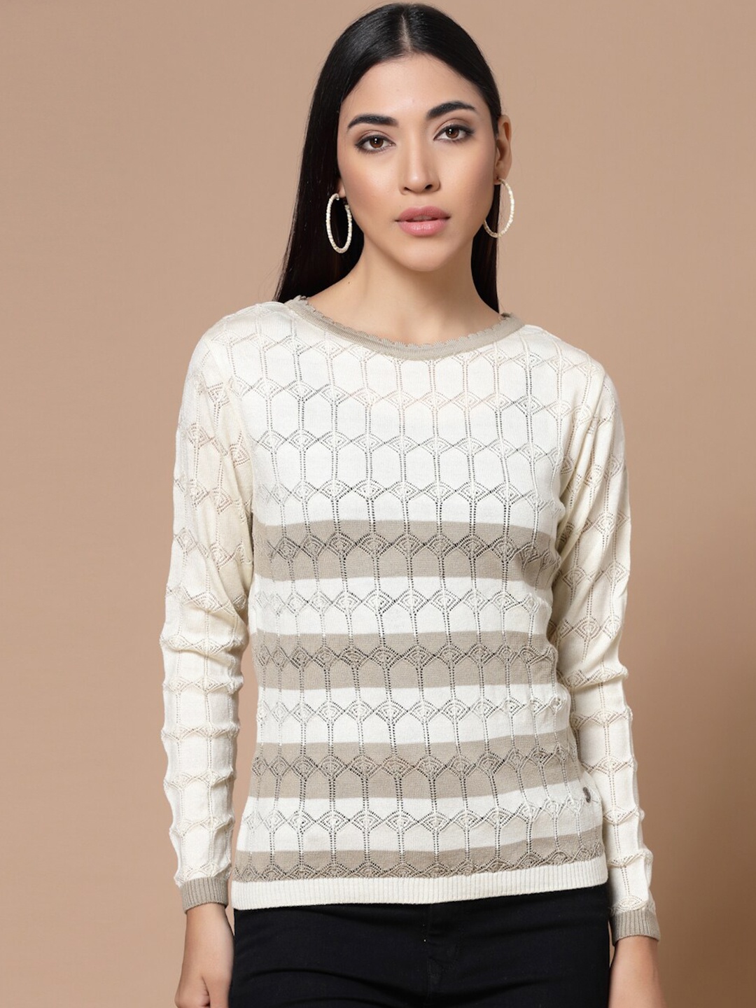 

Wool Trees Women Off White & Grey Pullover