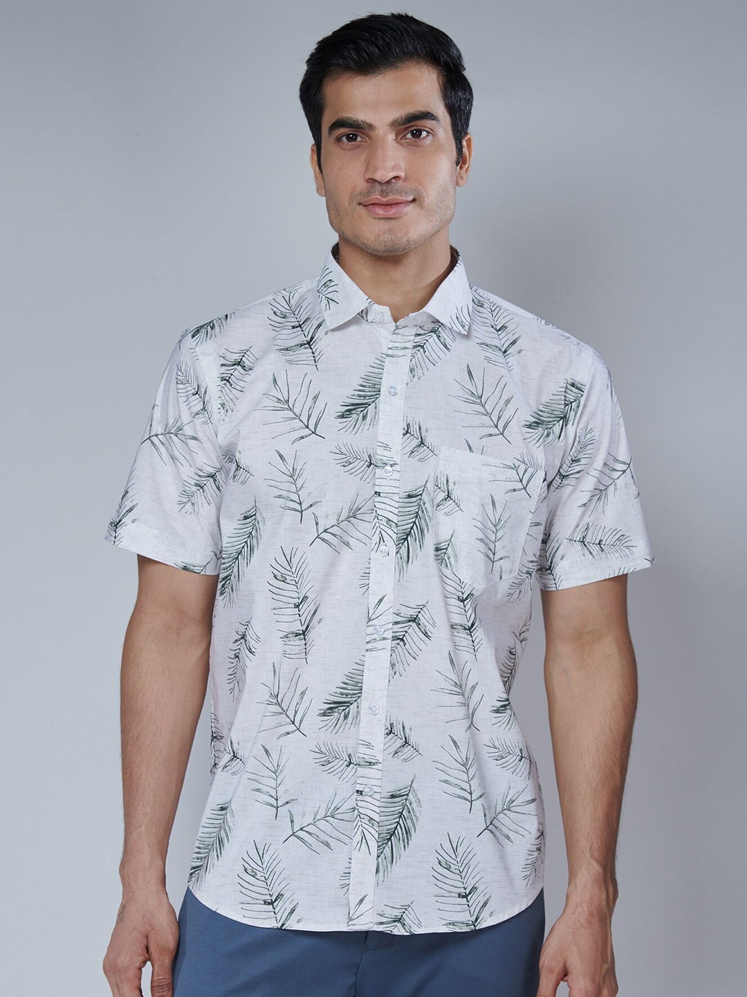 

MARK & ALBERT Men Classic Slim Fit Printed Casual Shirt, Blue