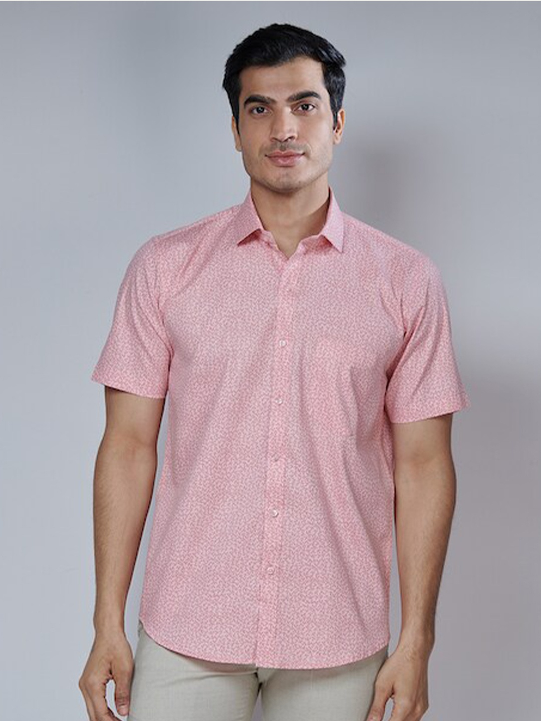 

MARK & ALBERT Men Pink Classic Slim Fit Printed Cotton Casual Shirt