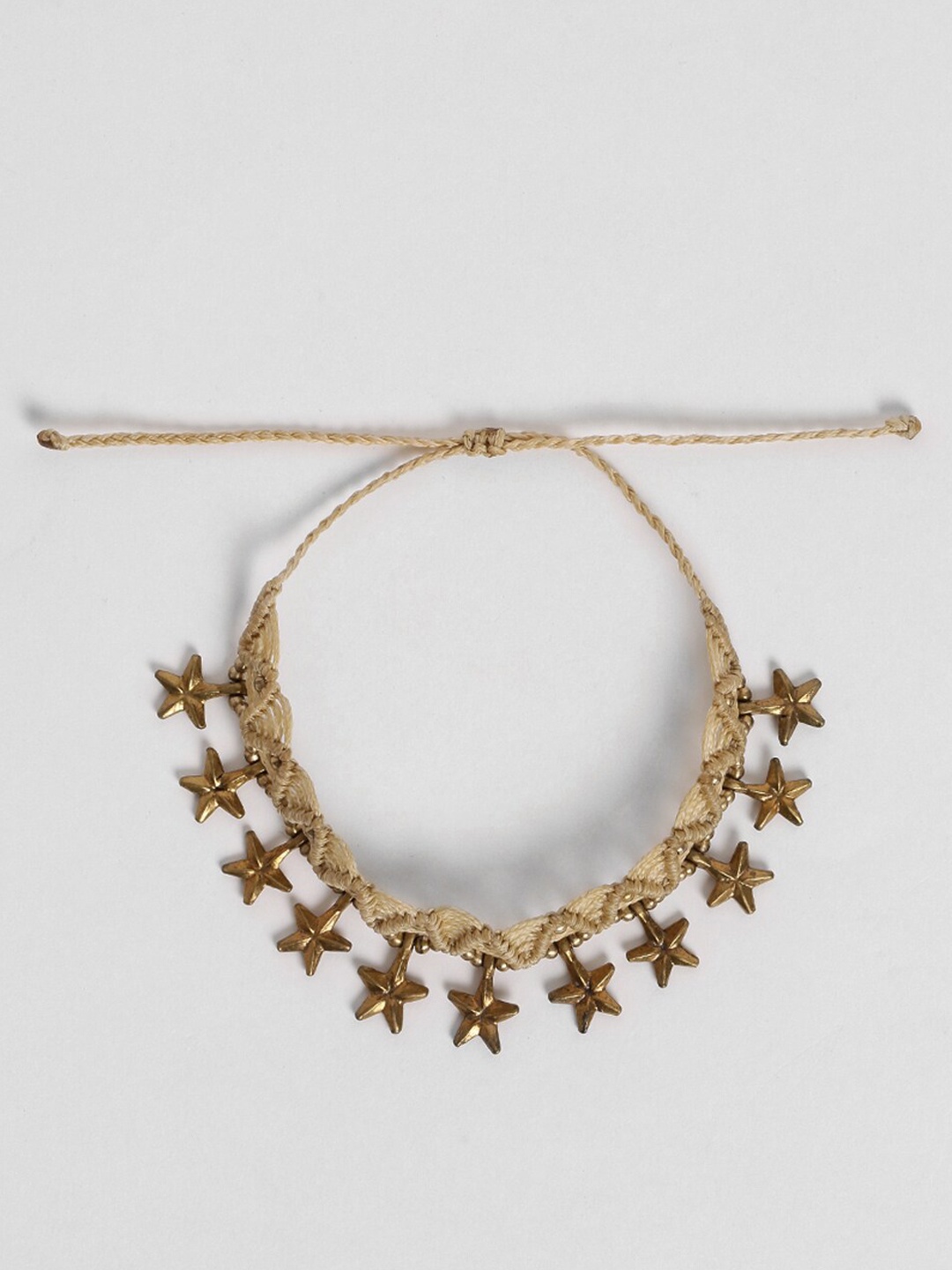 

EL REGALO Gold-Toned & Beige Star Charm Anklets