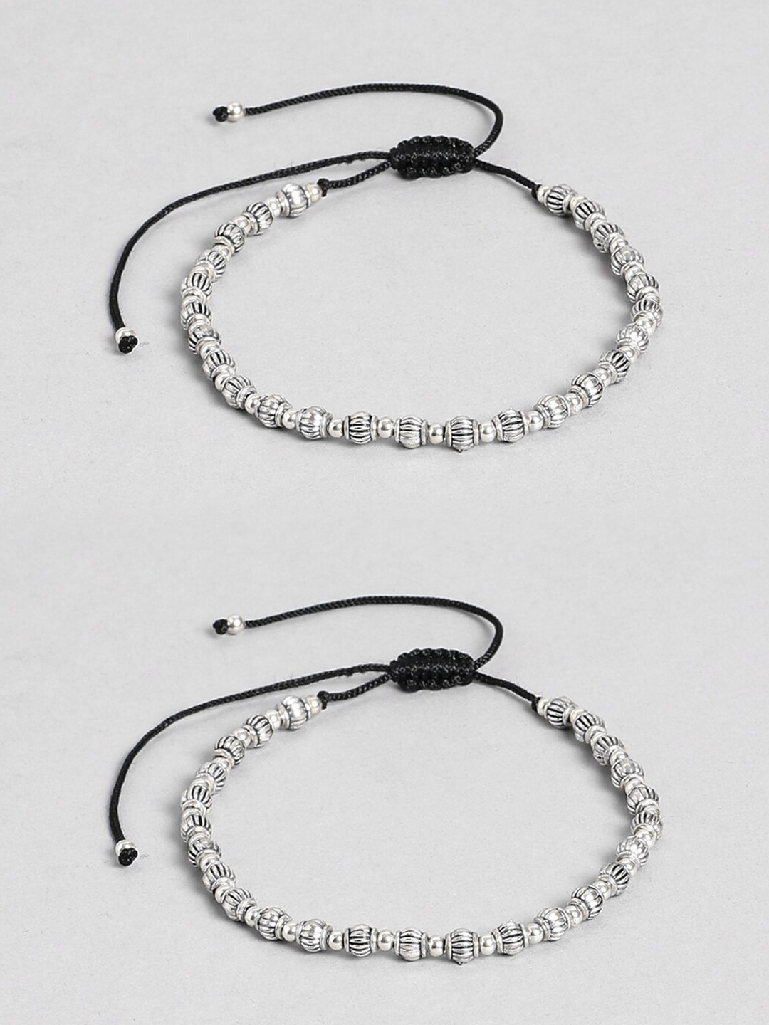

EL REGALO Silver-Toned Beaded Tribal Anklets