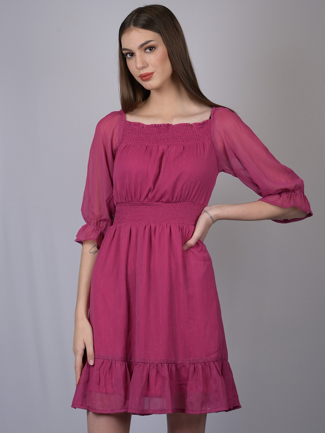 

OWO THE LABEL Women Purple Georgette Dress