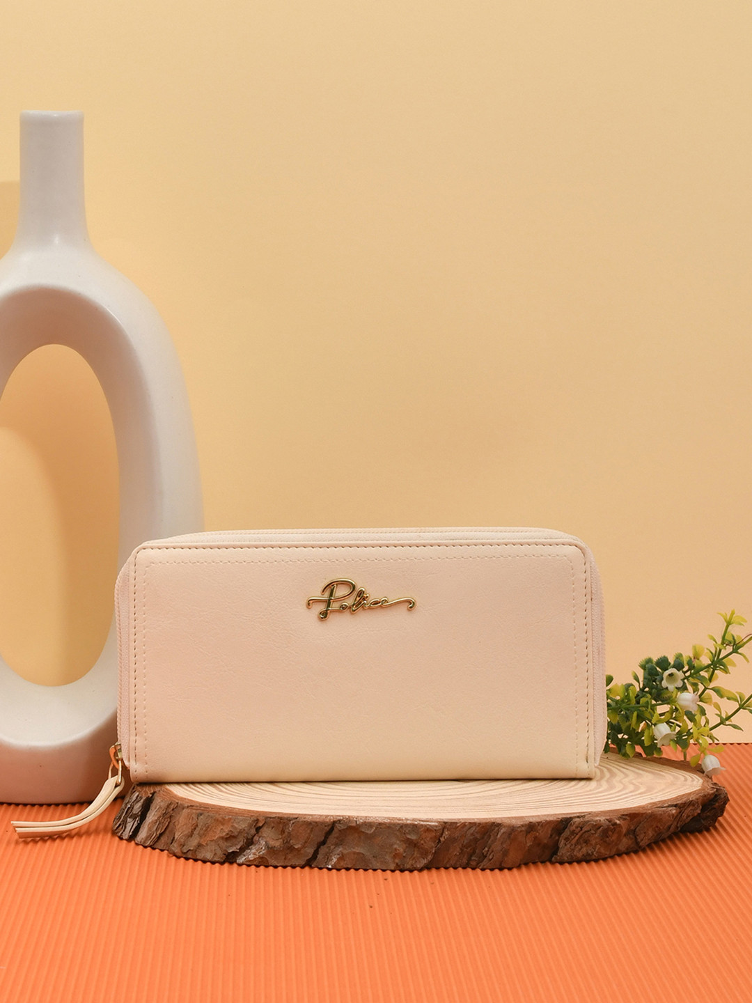 

Police Women Cream-Coloured PU Zip Around Wallet