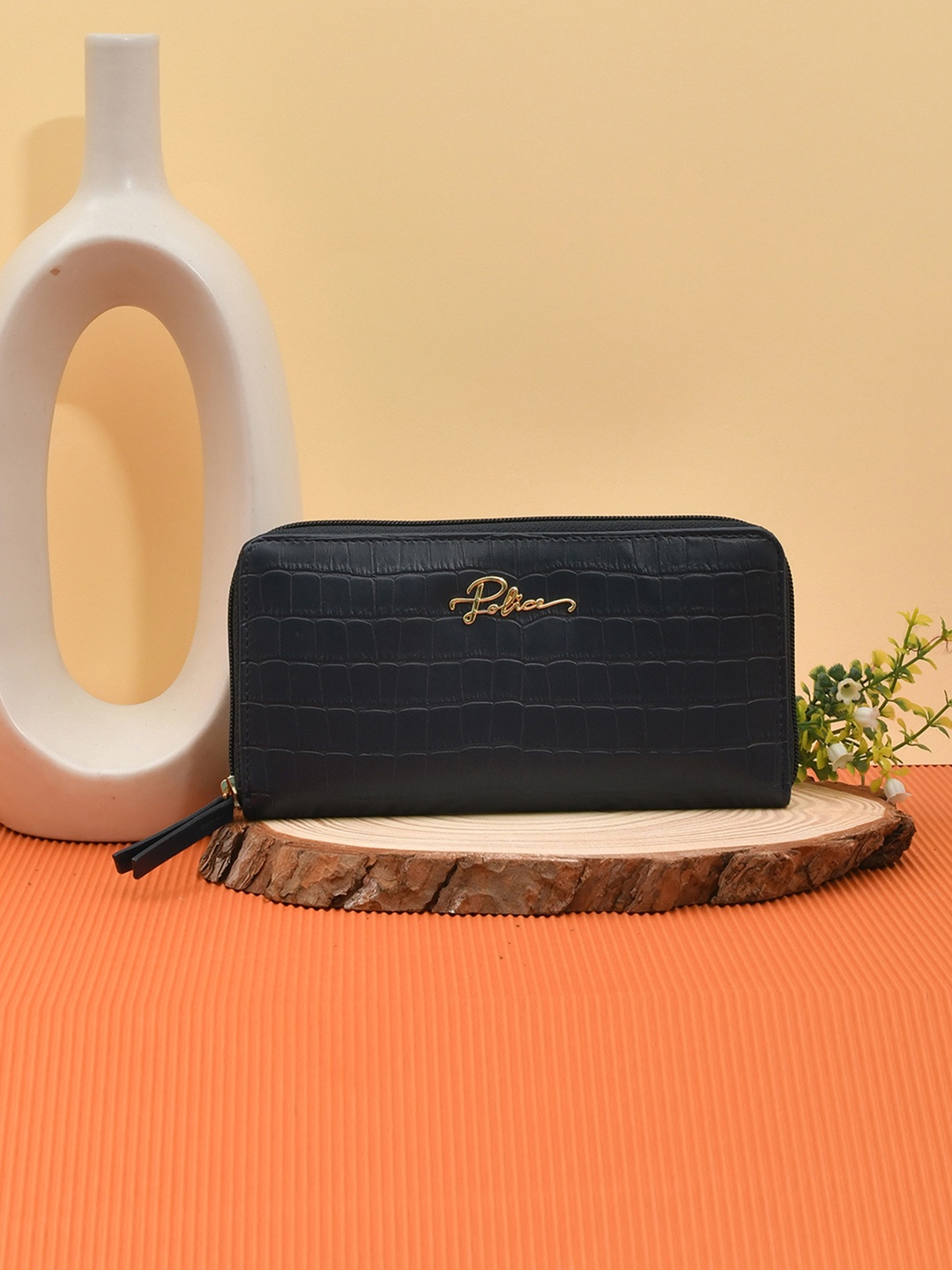 

Police Women Navy Blue PU Zip Around Wallet