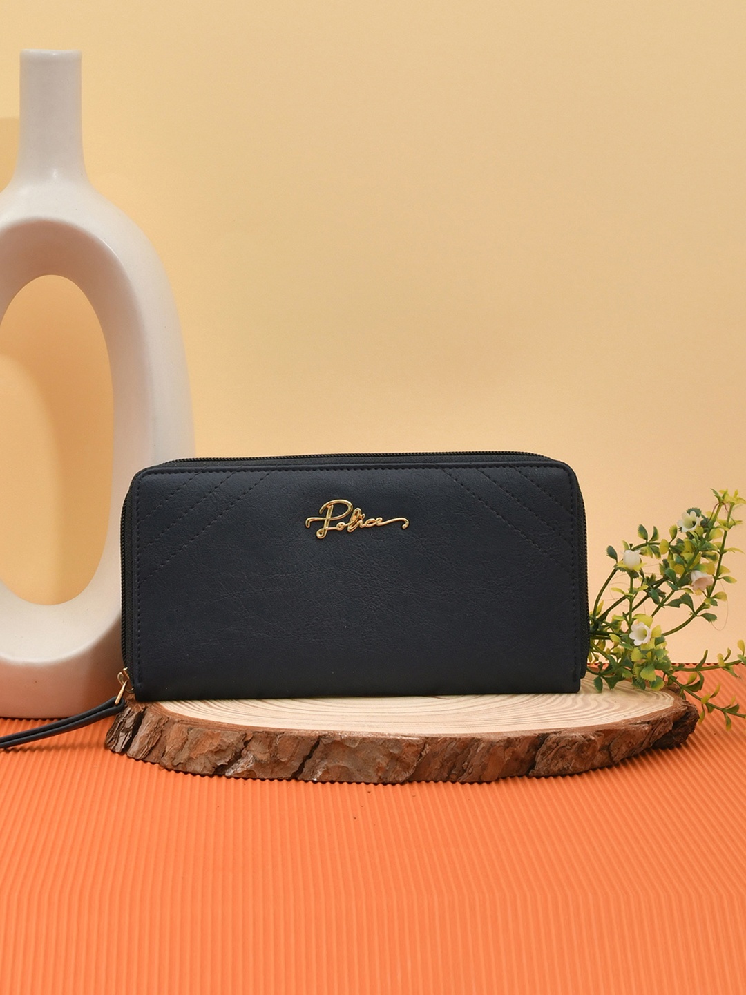 

Police Women Navy Blue PU Zip Around Wallet