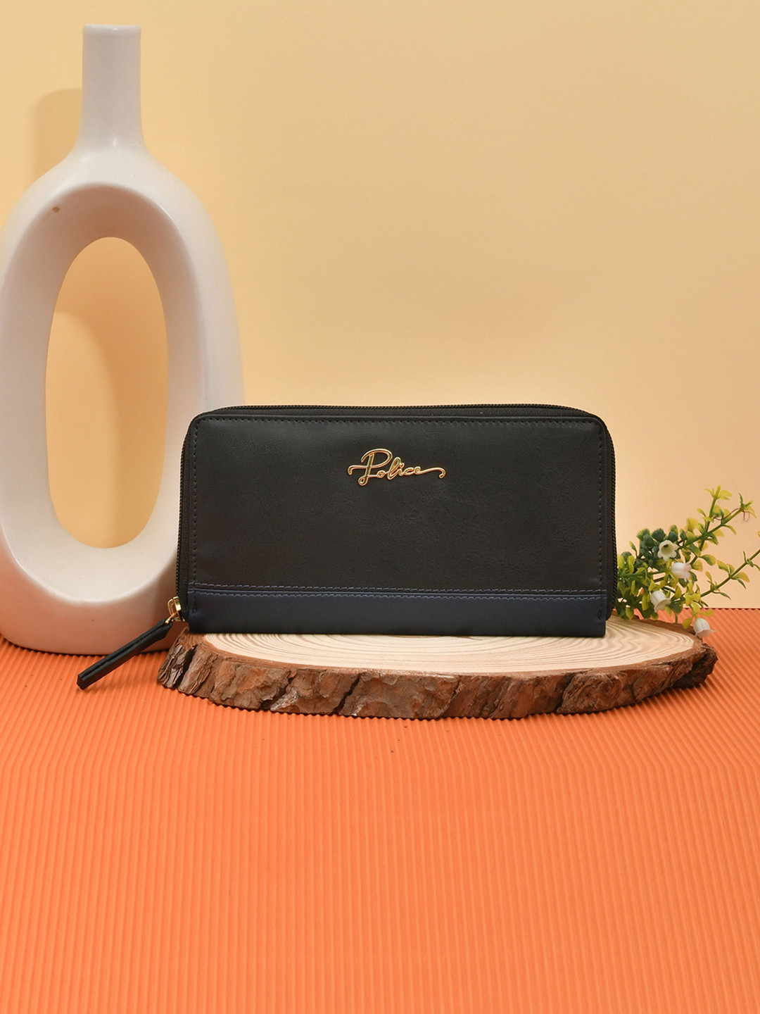 

Police Women Black PU Zip Around Wallet