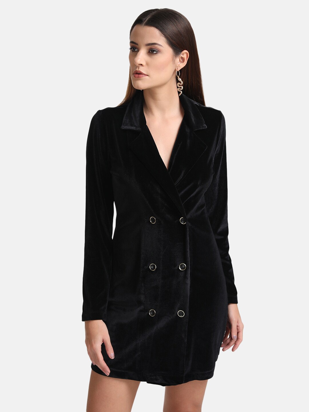 

Kazo Women Black Velvet Mini Dress
