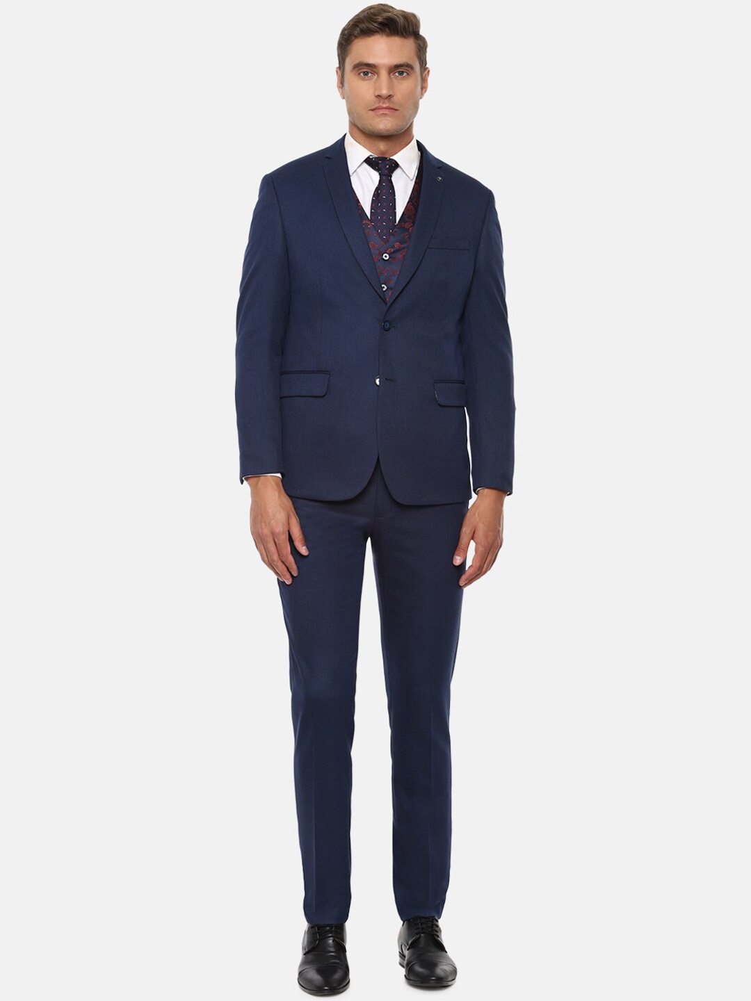 

Van Heusen Men Navy Blue Slim-Fit Single-Breasted Three-Piece Formal Suit