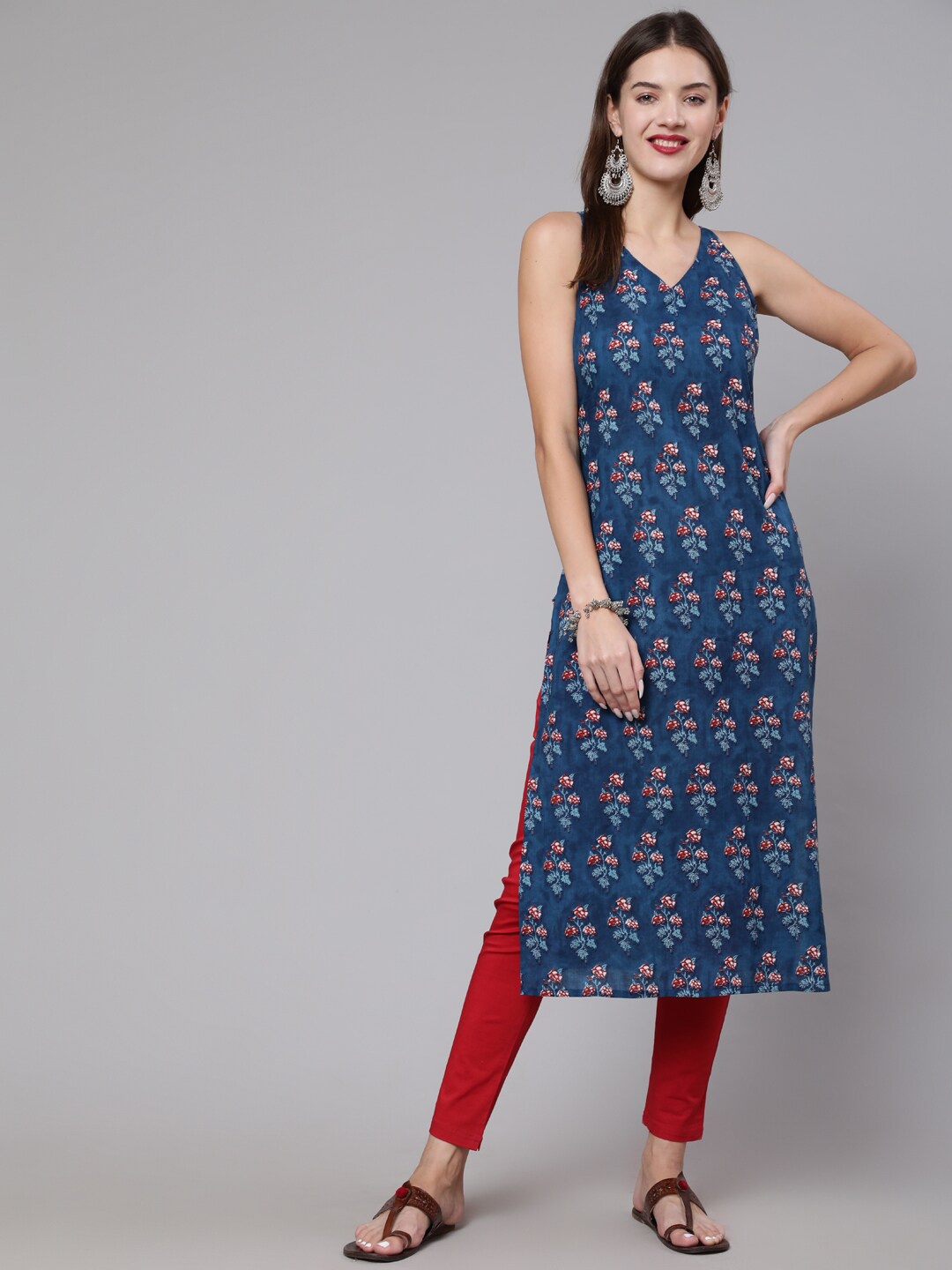 

Nayo Women Blue Ethnic Motifs Printed Kurta