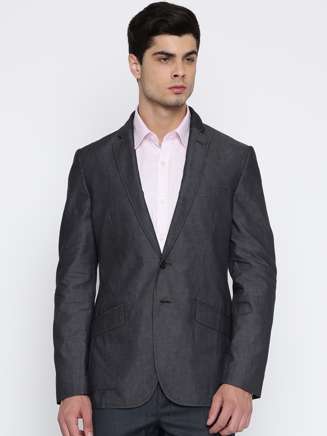 

Raymond Men Charcoal Grey Single-Breasted Slim Fit Formal Blazer