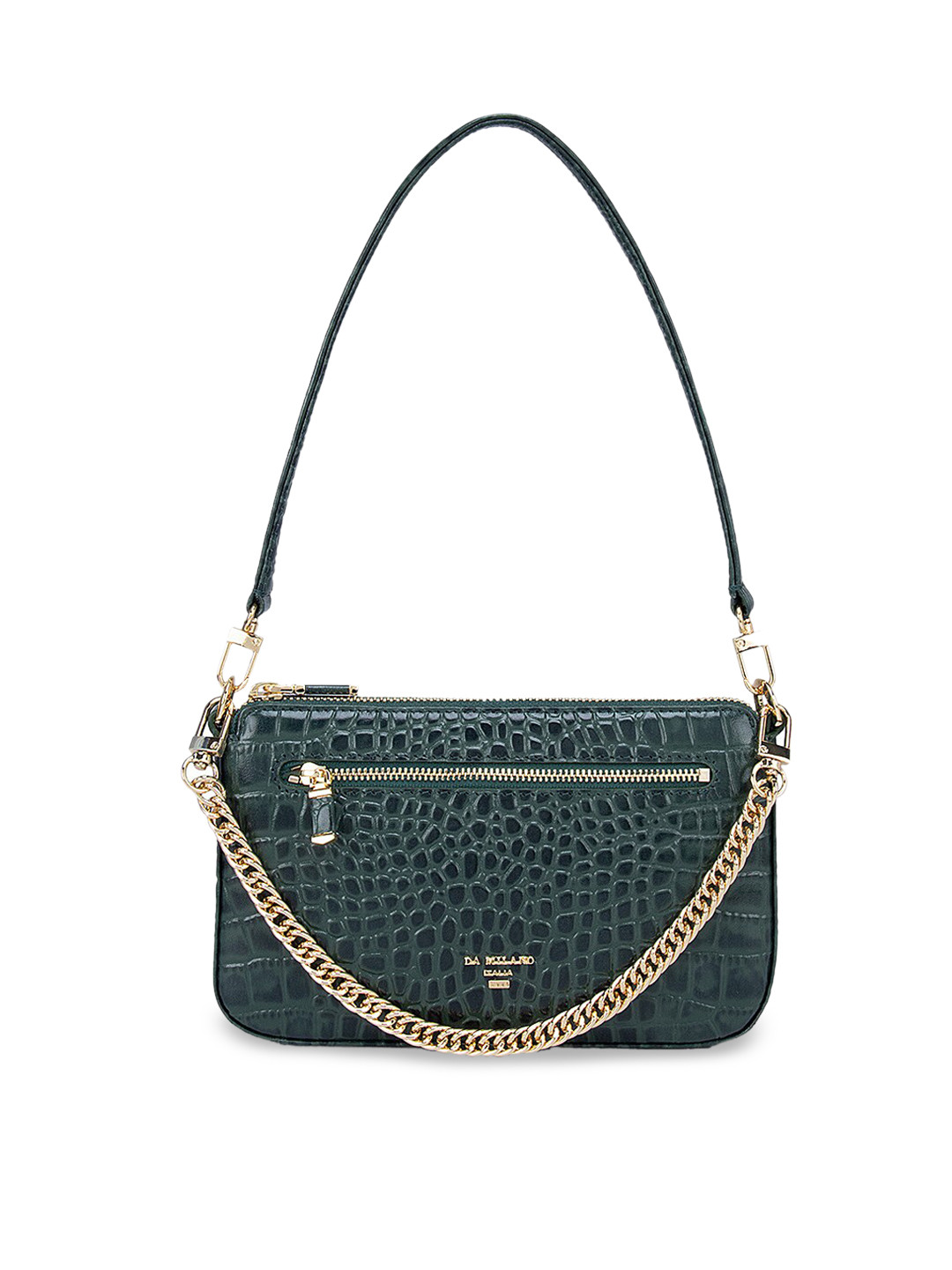 

Da Milano Green Leather Structured Shoulder Bag