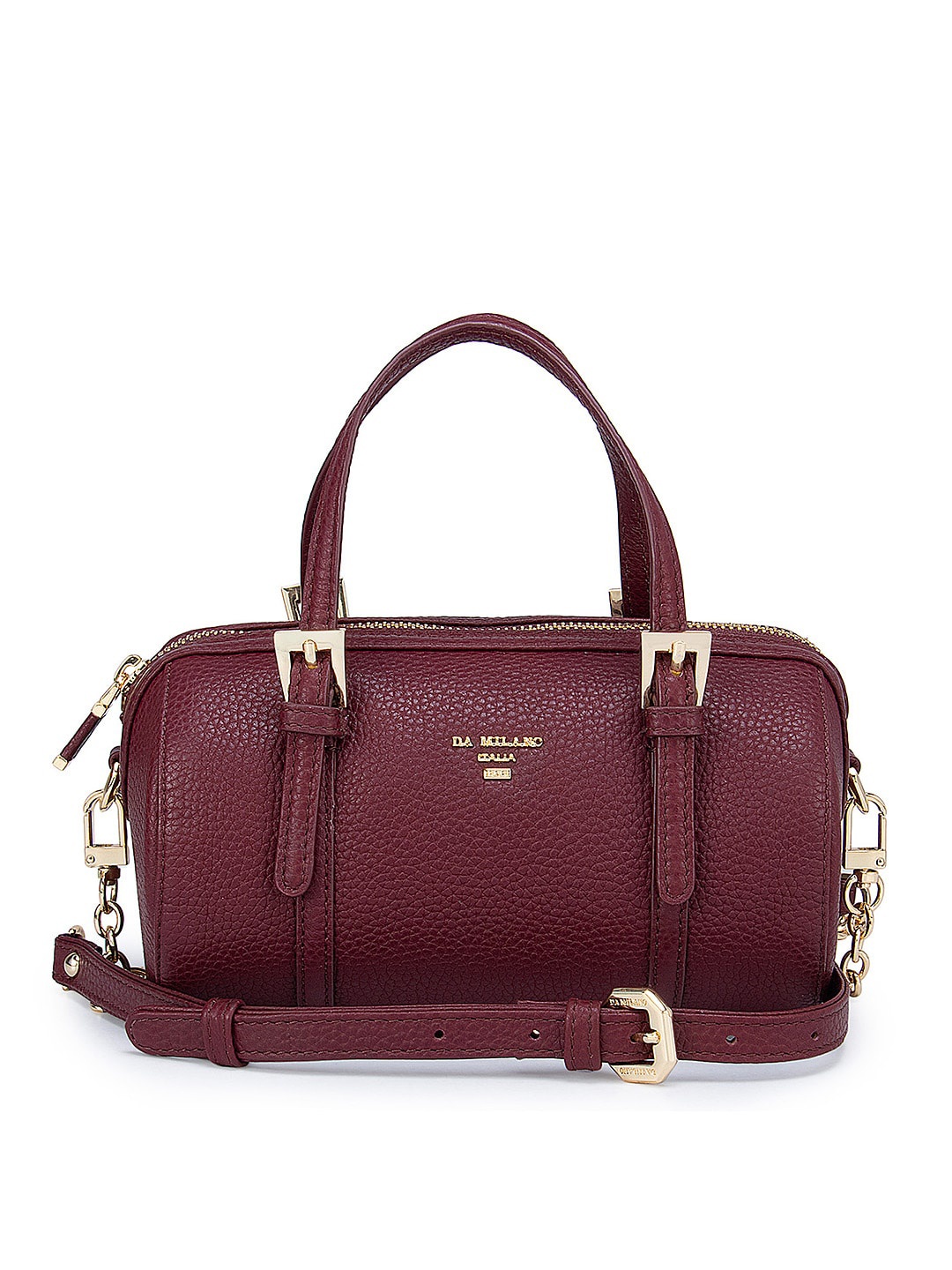 

Da Milano Burgundy Leather Structured Handheld Bag