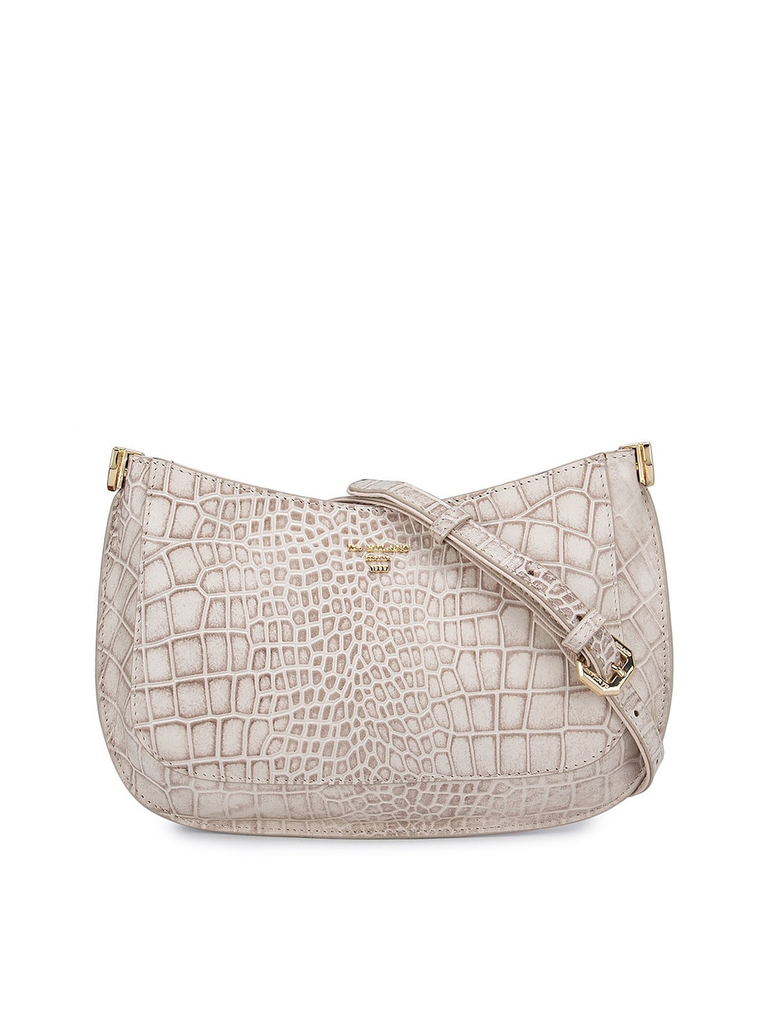 

Da Milano White Textured Leather Structured Sling Bag