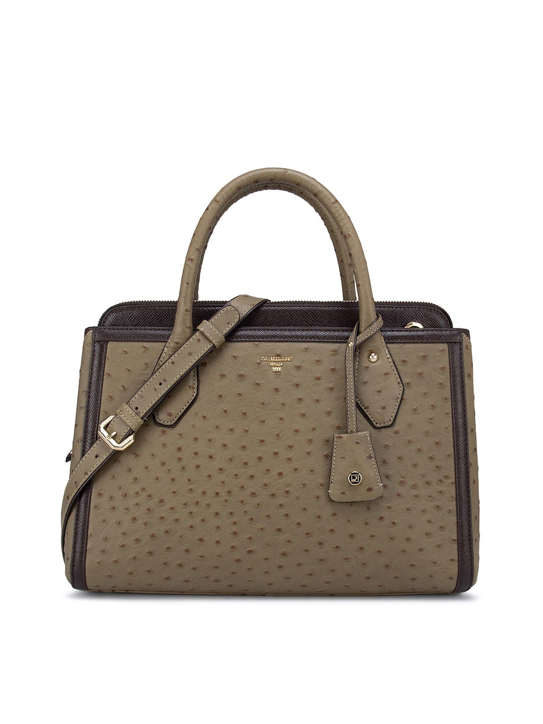 

Da Milano Green Leather Structured Handheld Bag