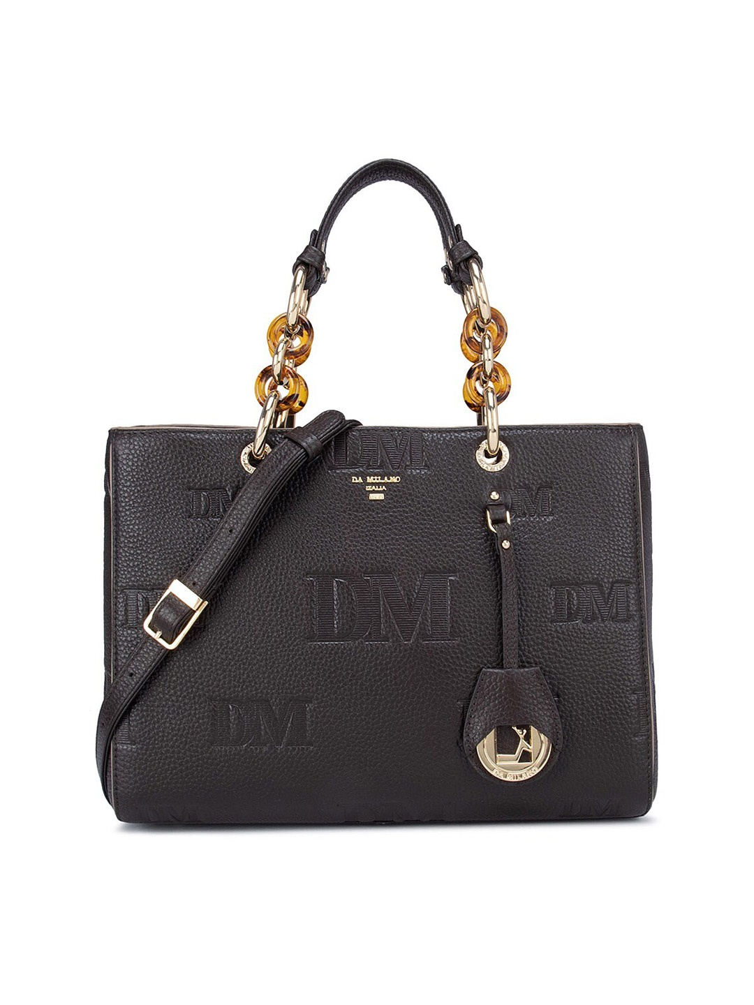 

Da Milano Brown Textured Leather Oversized Structured Handheld Bag