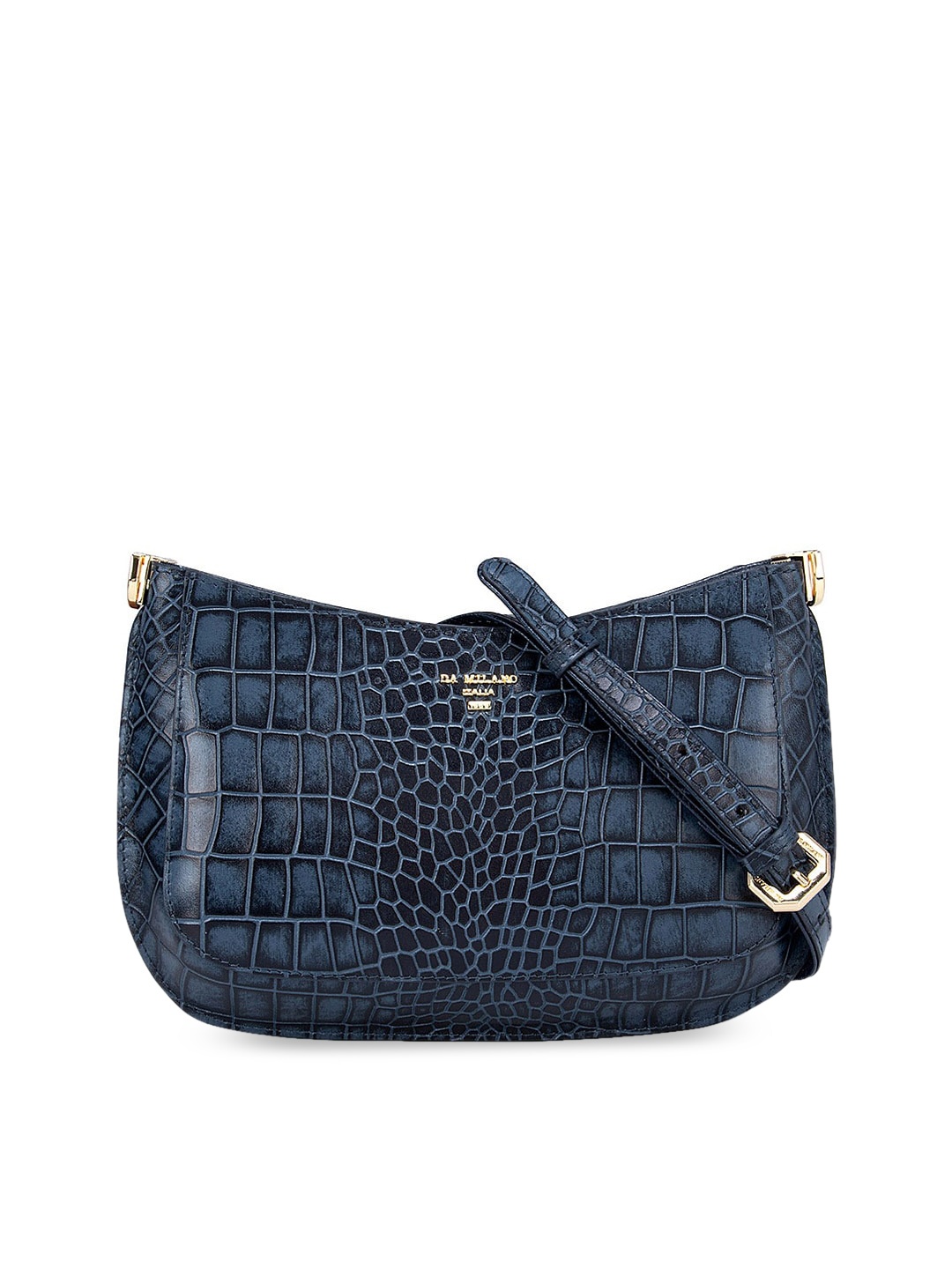 

Da Milano Blue Animal Textured Leather Structured Sling Bag