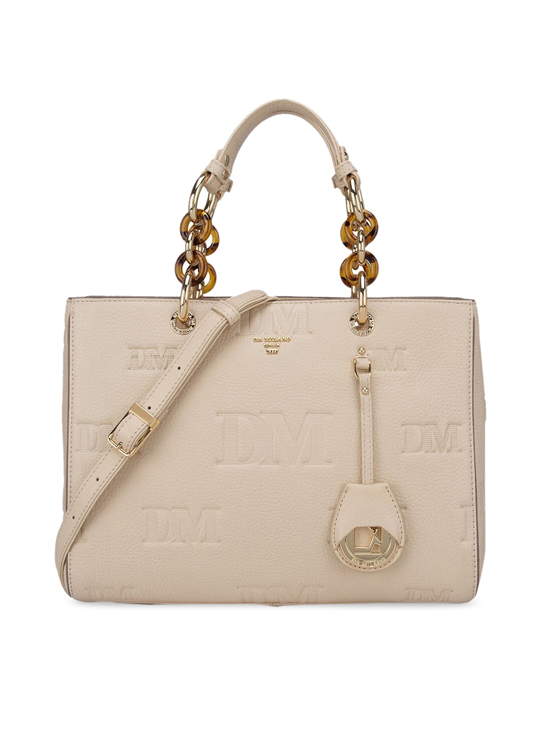 

Da Milano Beige Textured Leather Handheld Bag