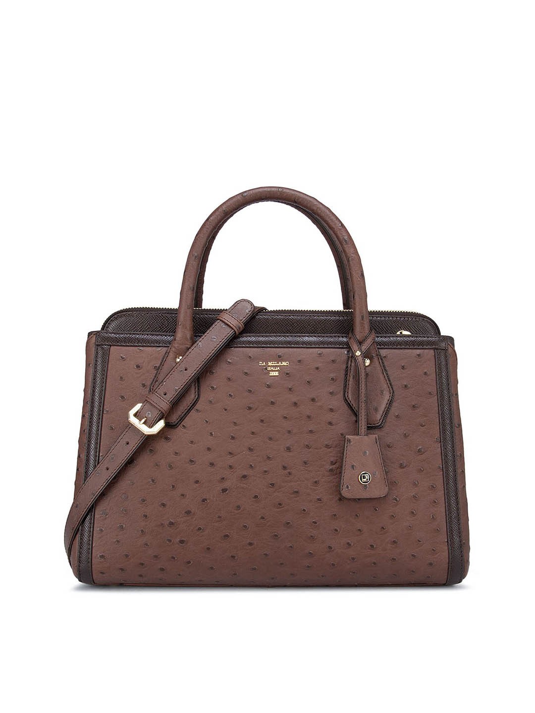

Da Milano Brown Textured Leather Oversized Structured Handheld Bag