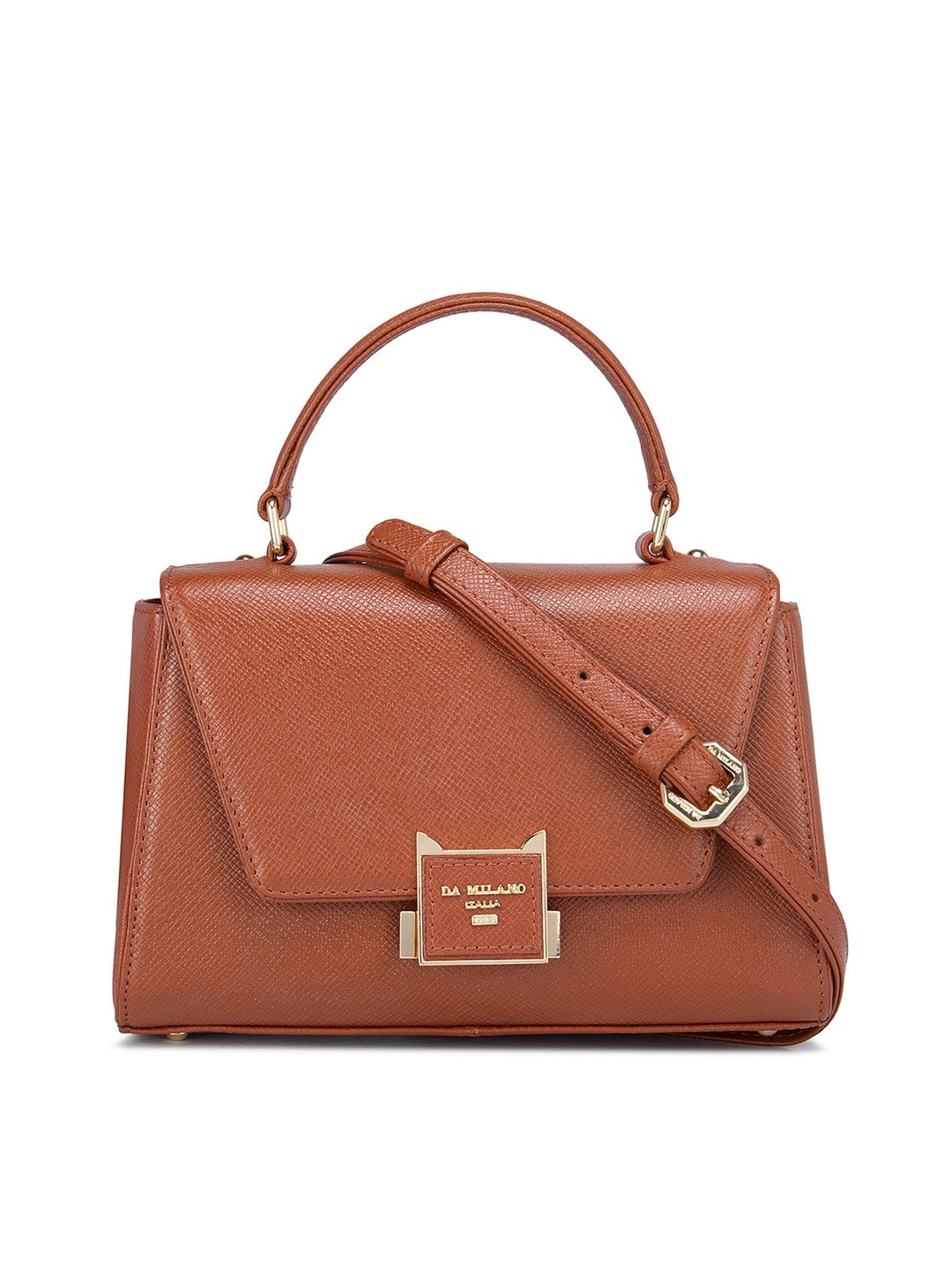 

Da Milano Orange Leather Structured Satchel