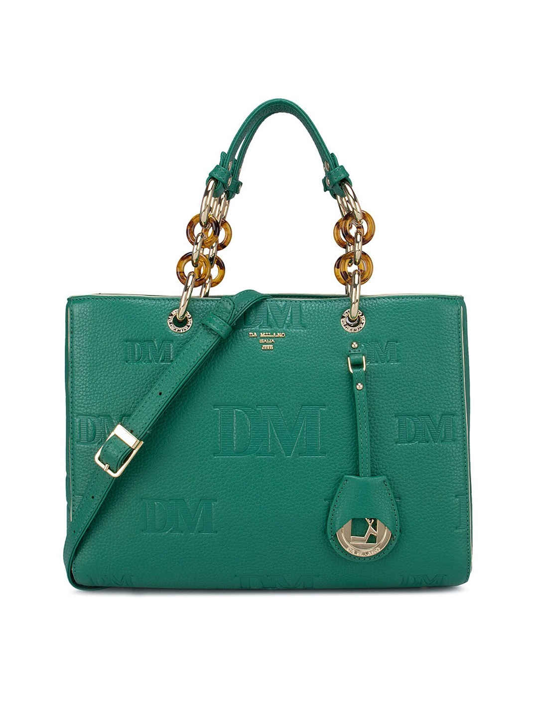 

Da Milano Green Leather Oversized Structured Handheld Bag