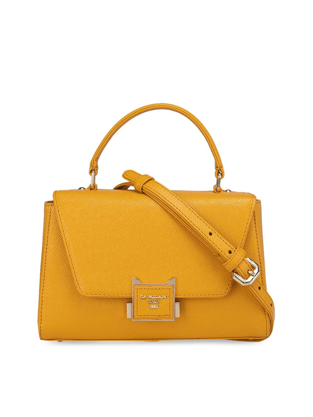 

Da Milano Yellow Leather Structured Satchel
