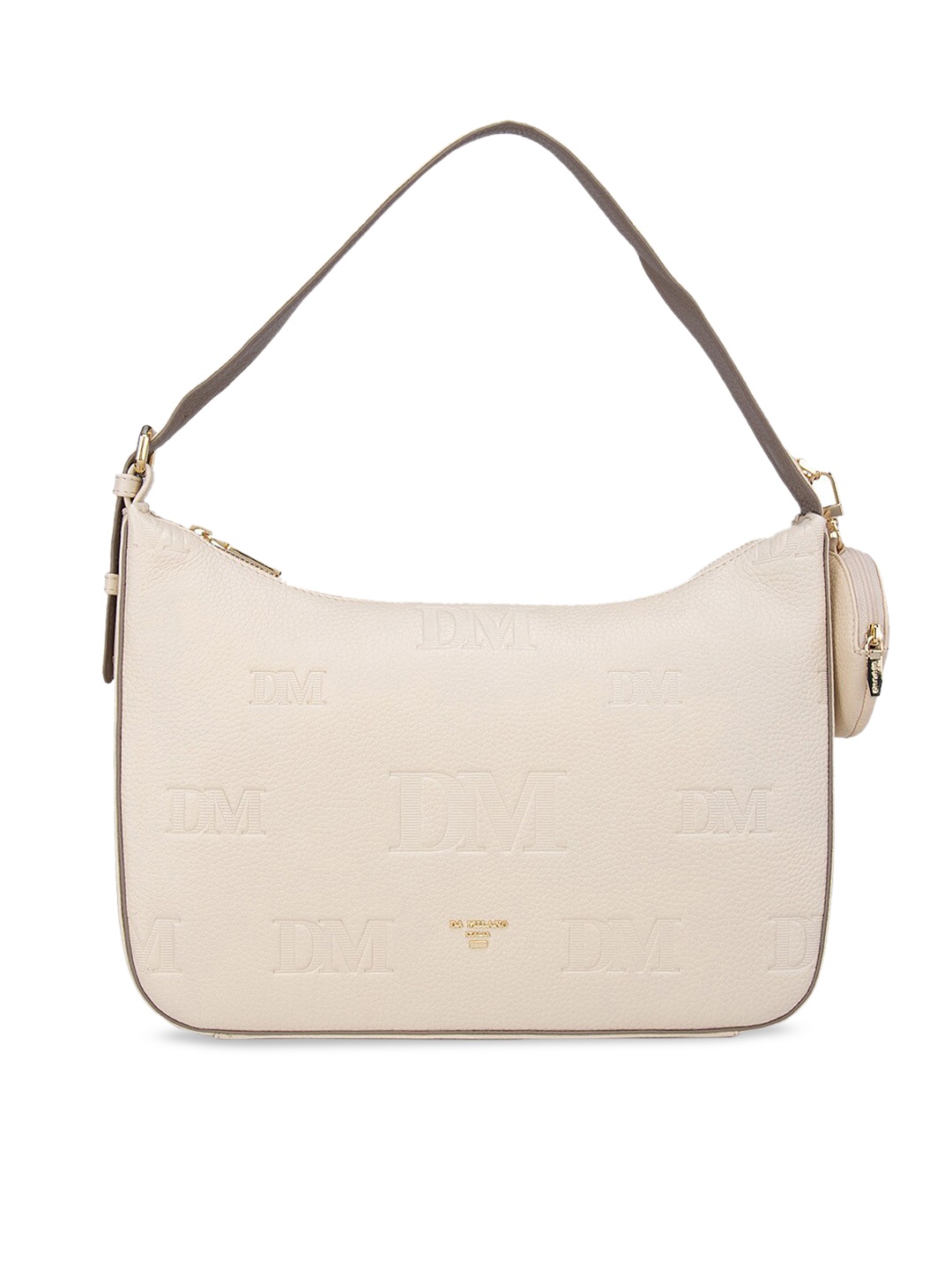 

Da Milano Beige Leather Structured Hobo Bag