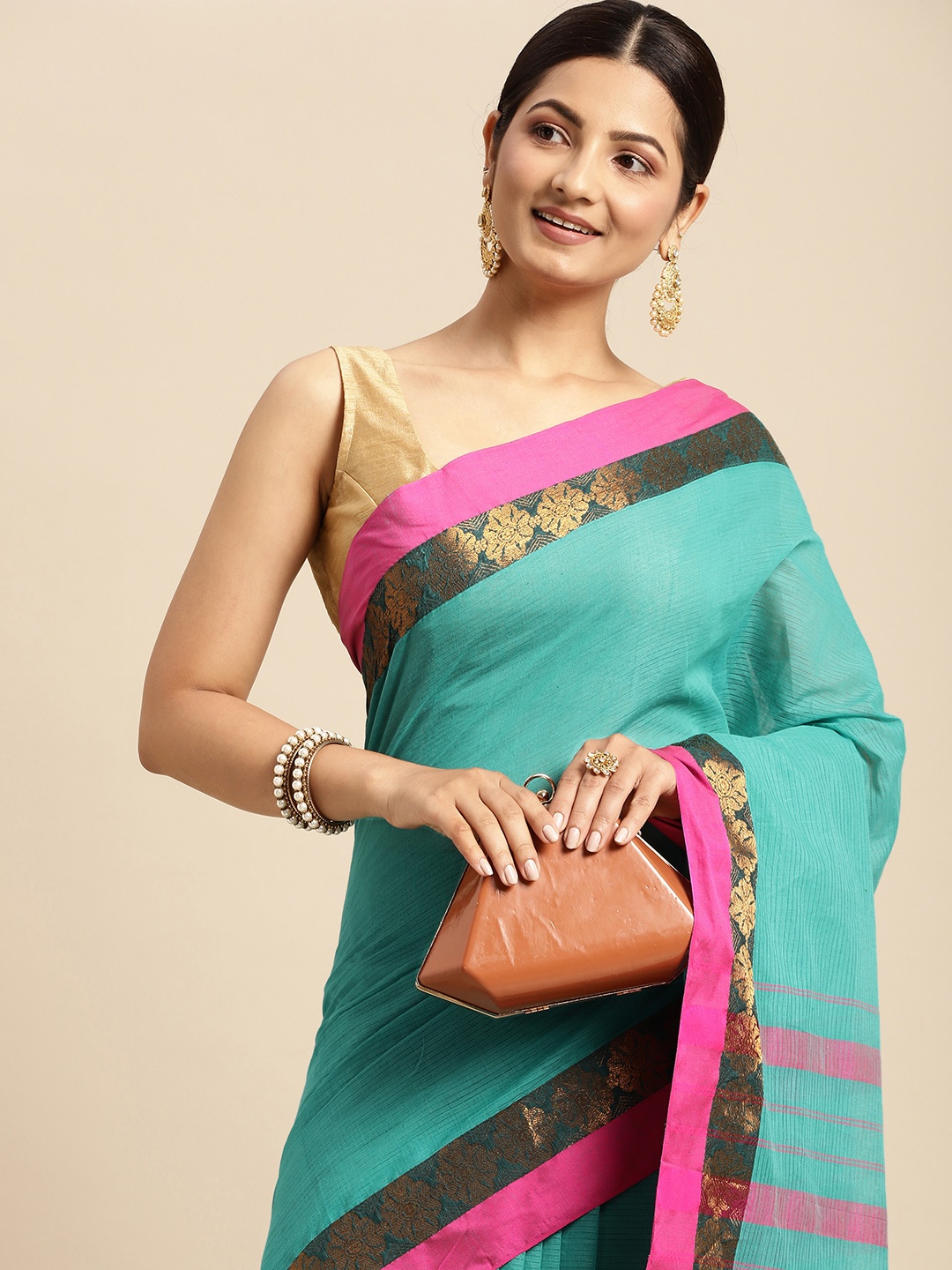 

KALINI Blue Solid Pure Cotton Venkatgiri Saree