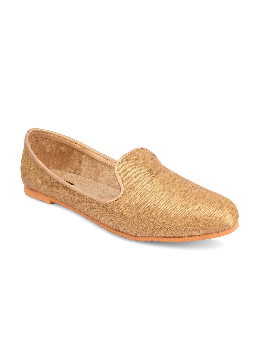 

DESI COLOUR Men Gold-Toned Woven Design Loafers