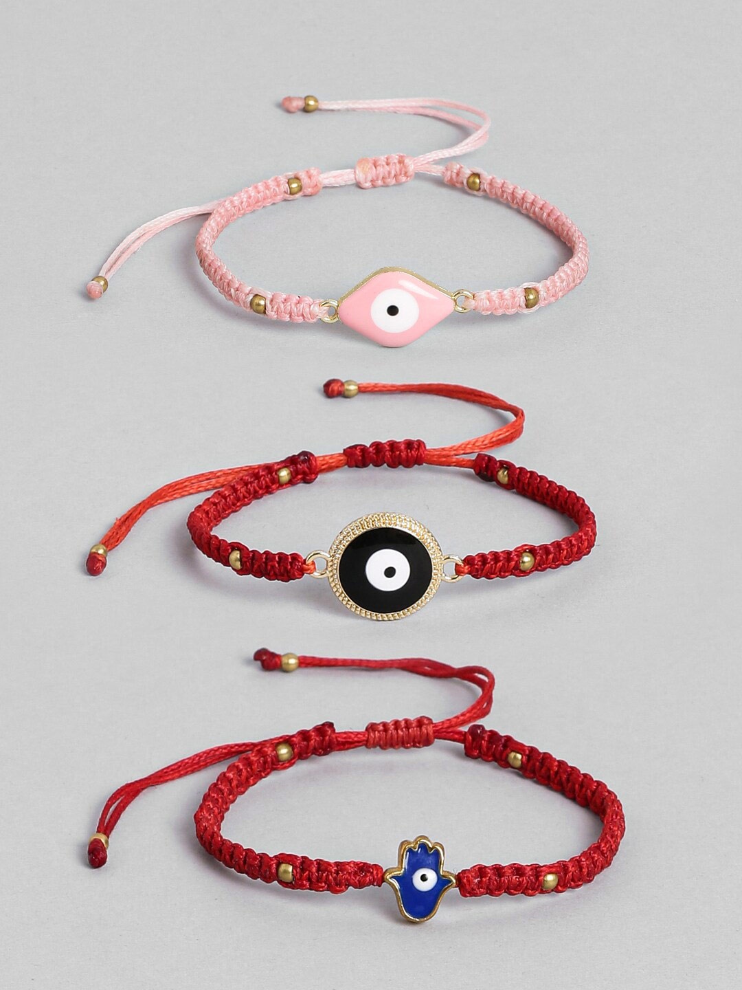 

EL REGALO Pack Of 3 Charm Bracelet, Red