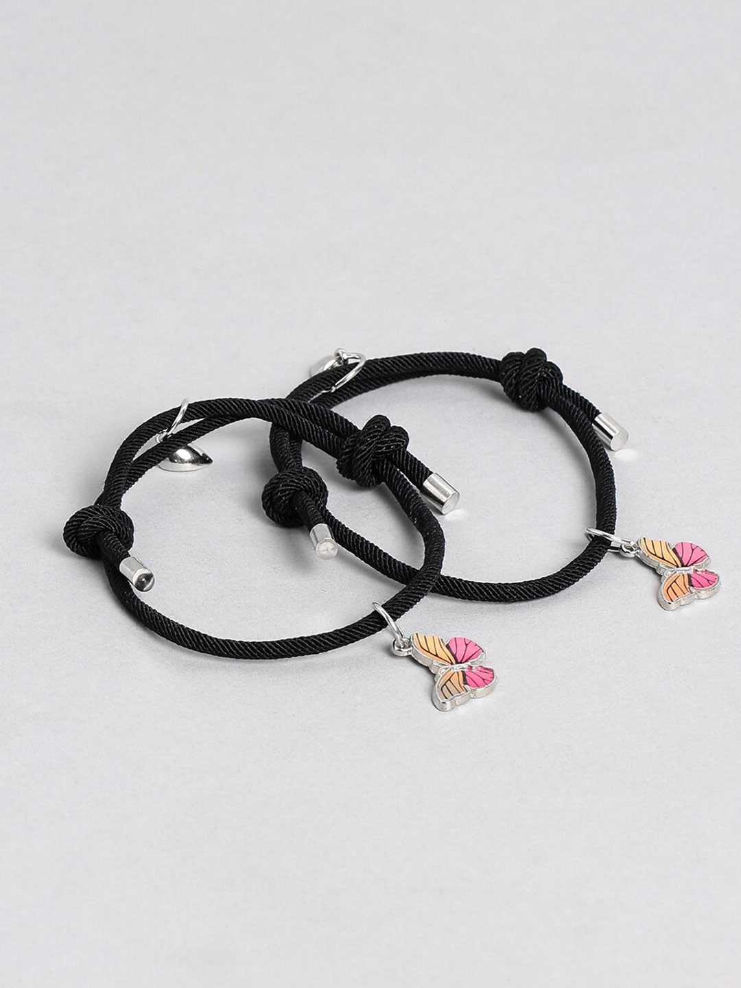 

EL REGALO Black & Pink Pack Of 2 Charm Bracelet