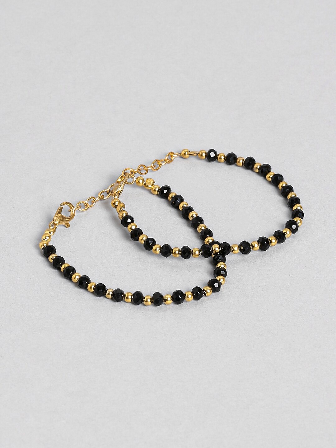

EL REGALO Kids Gold-Toned & Black Pack Of 2 Nazaria Wraparound Bracelet
