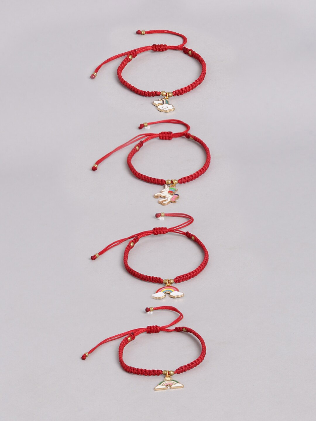 

EL REGALO Pack Of 4 Charm Bracelet, Red