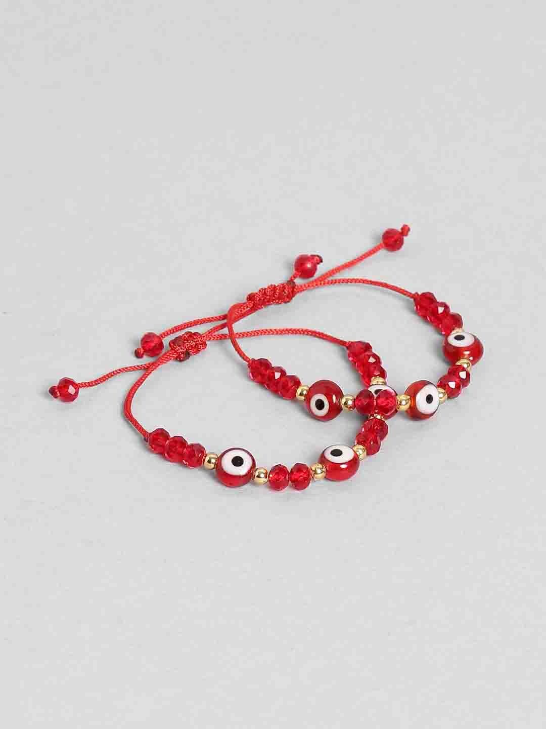 

EL REGALO Red & White Pack Of 2 Charm Bracelet