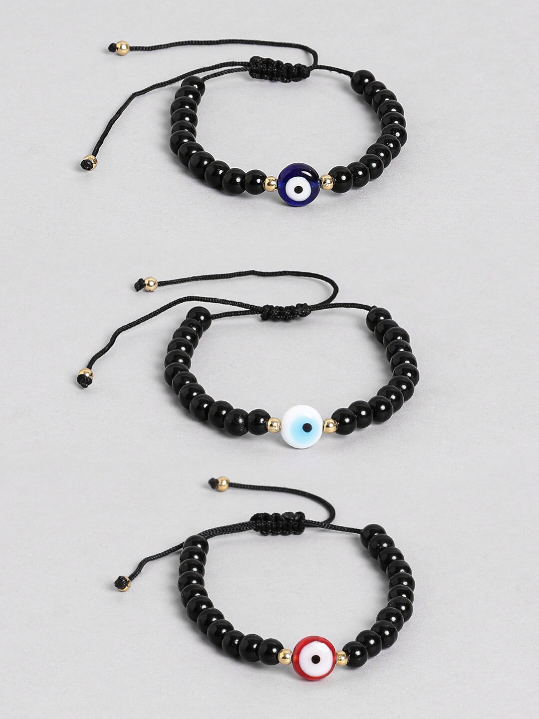 

EL REGALO Pack Of 3 Charm Bracelet, Black