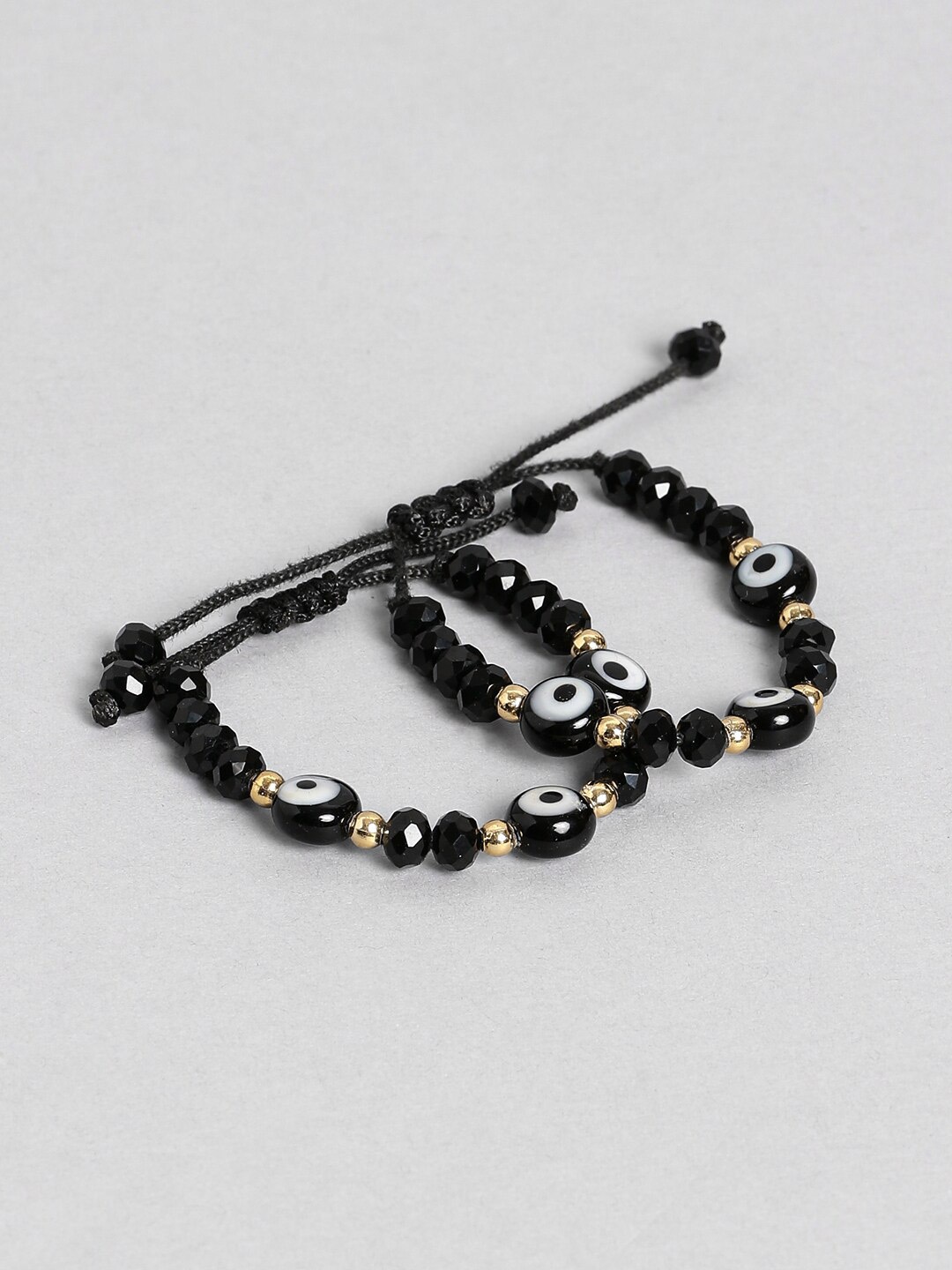

EL REGALO Black & Gold-Toned Pack Of 2 Charm Bracelet