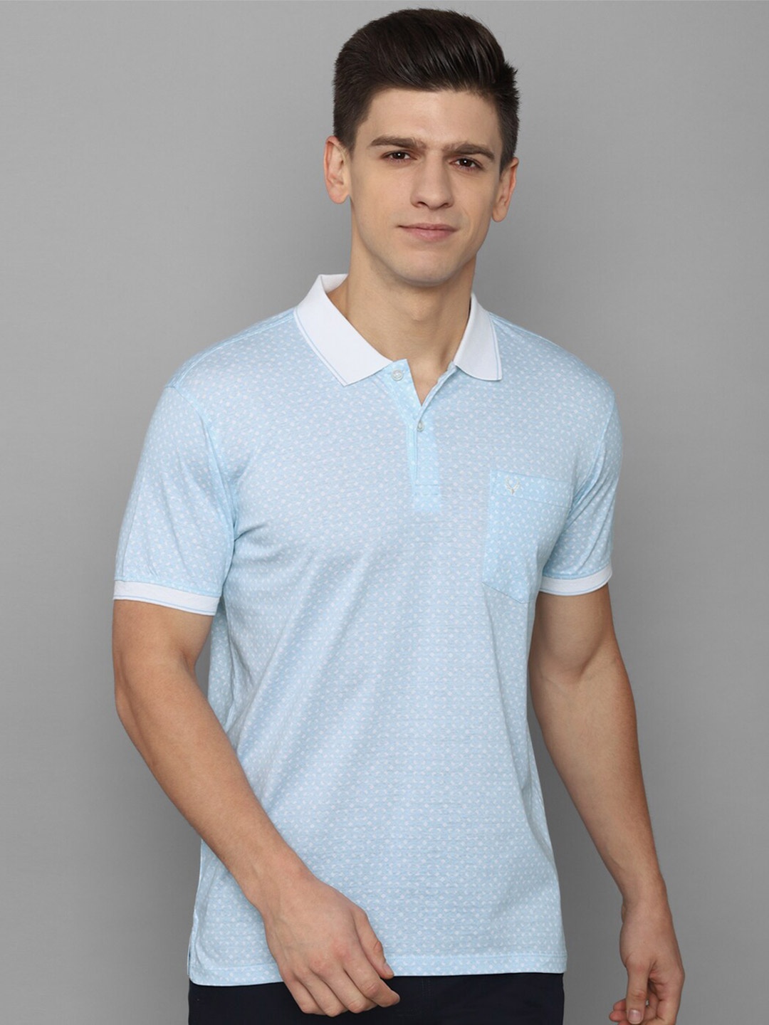 

Allen Solly Men Blue Solid Polo Collar Cotton T-shirt