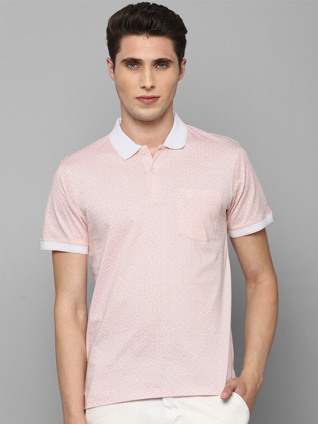

Allen Solly Men Pink Solid Polo Collar Cotton T-shirt