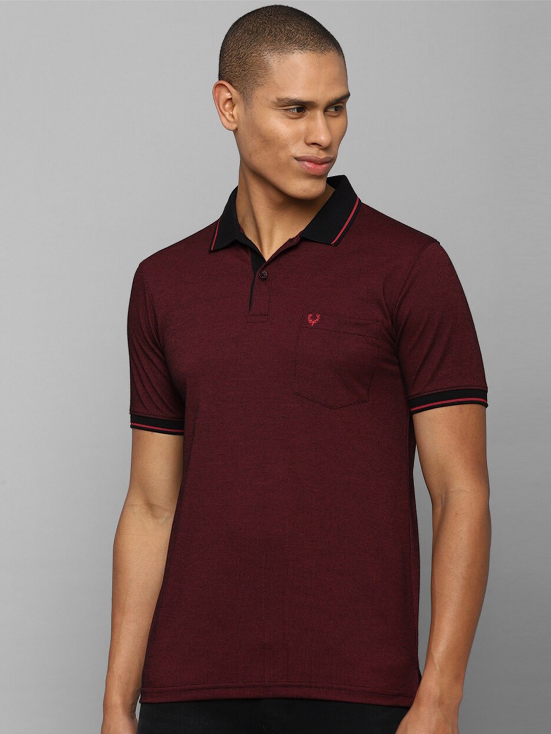 

Allen Solly Men Maroon Solid Polo Collar Cotton T-shirt
