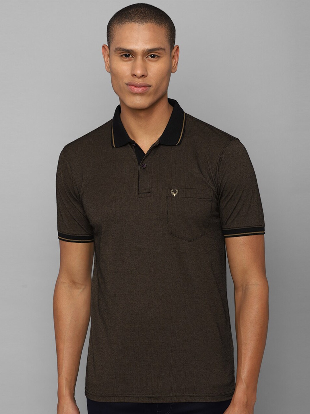 

Allen Solly Men Brown Solid Polo Collar Cotton T-shirt