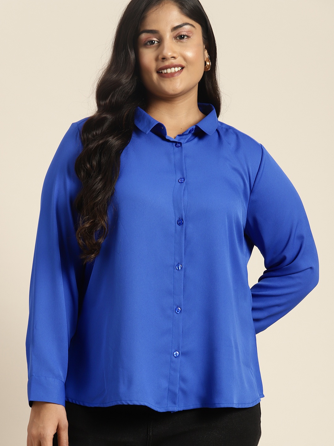 

Sztori Women Plus Size Casual Shirt, Blue