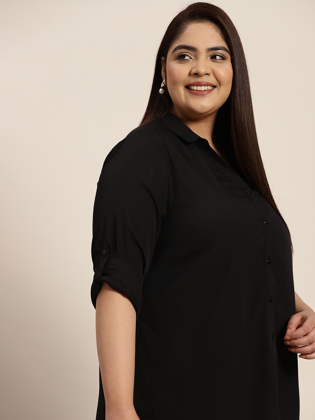 

Sztori Women Plus Size Casual Shirt, Black