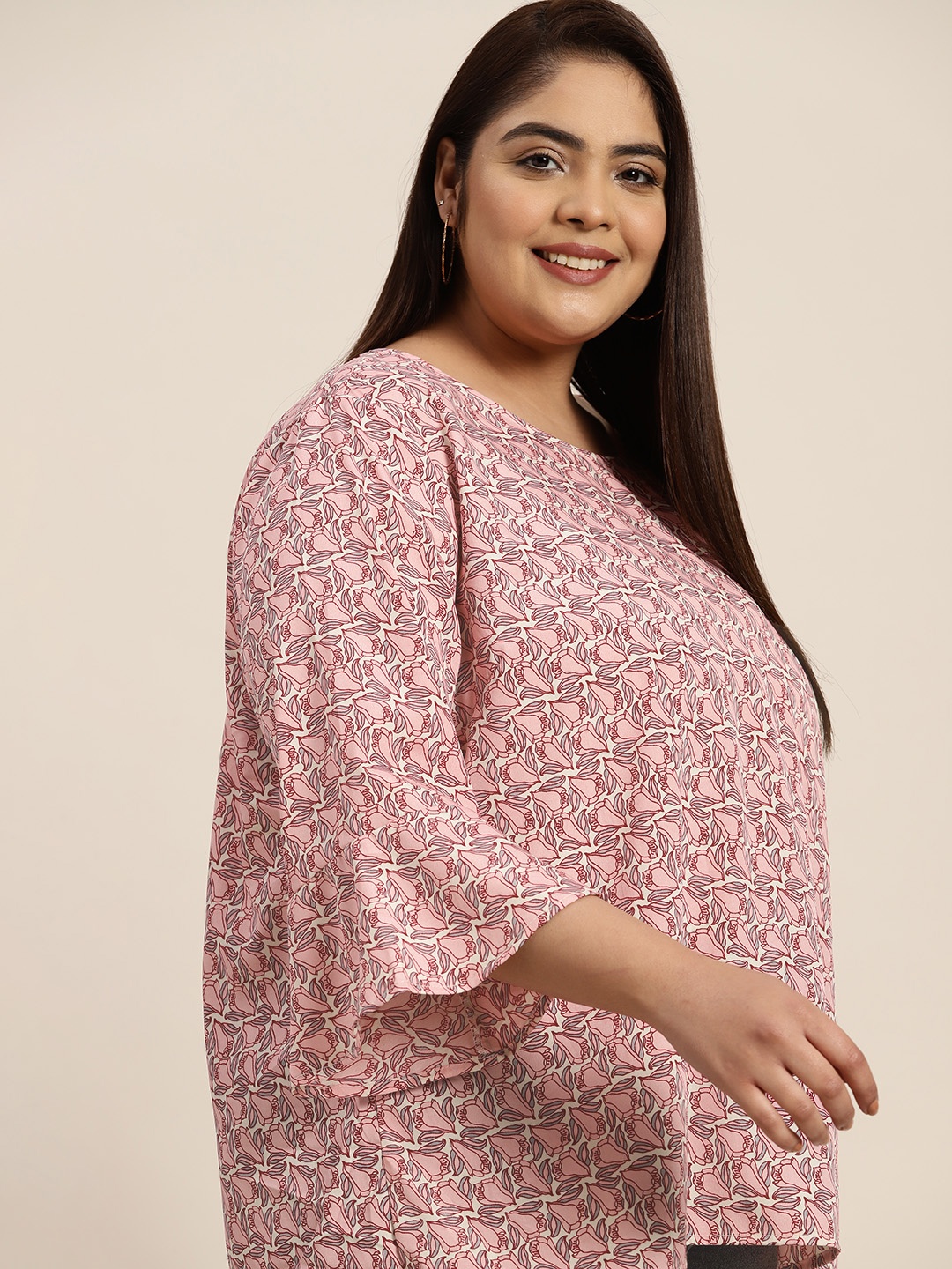 

Sztori Plus Size Floral Print Top, Pink