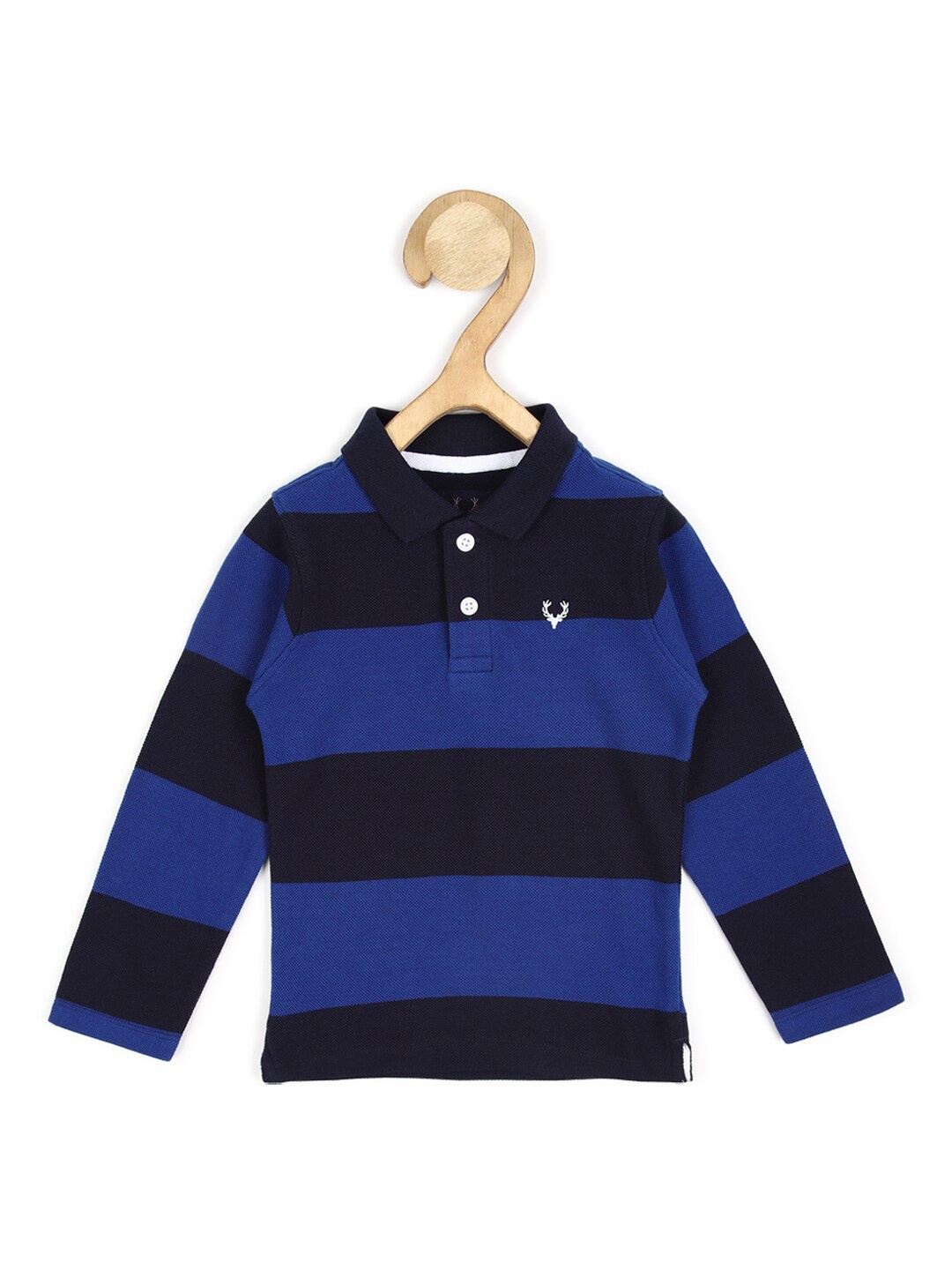 

Allen Solly Junior Boys Blue & Black Printed Polo Collar Cotton T-shirt