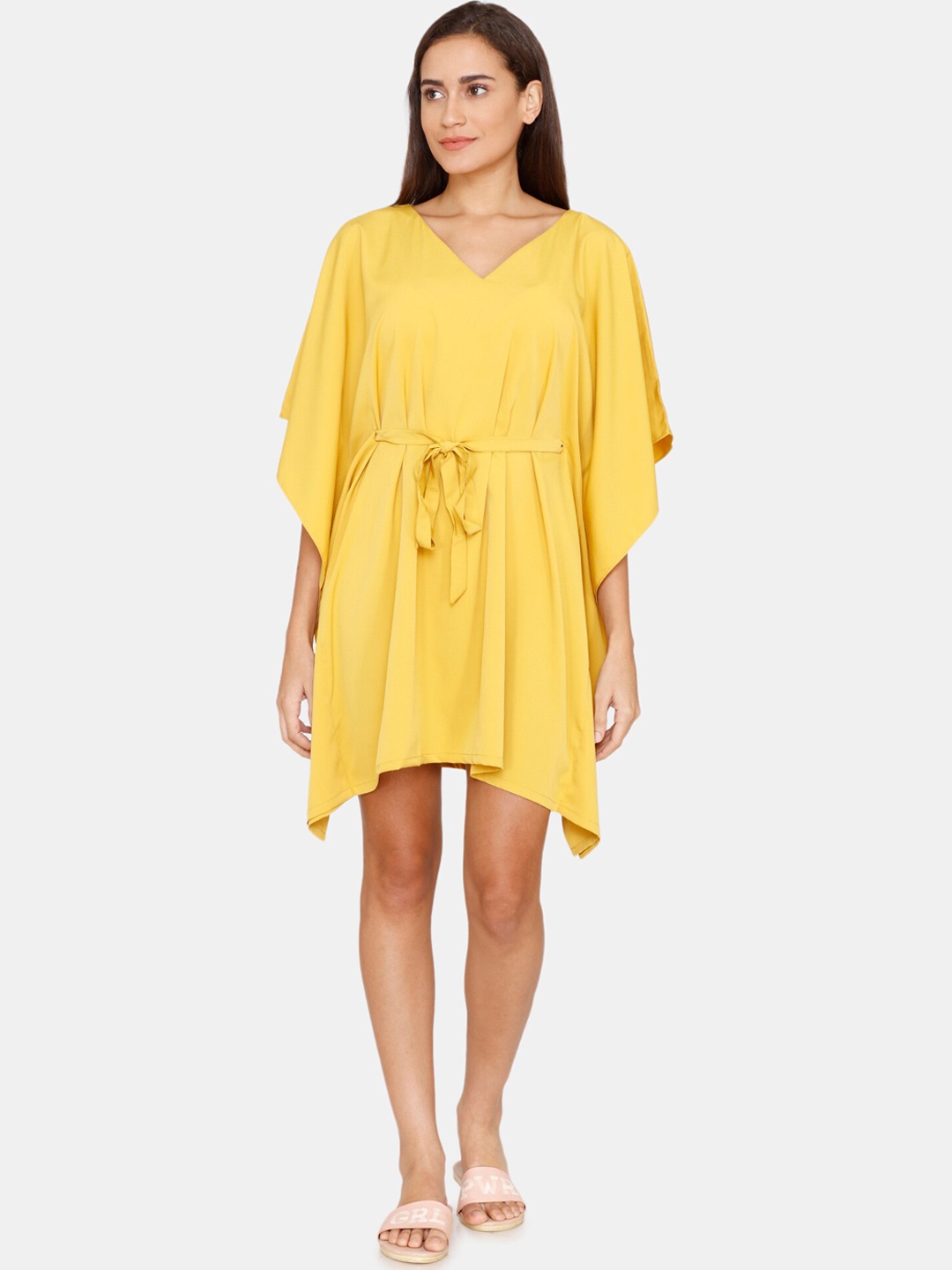 

Coucou by Zivame Women Yellow Solid Kaftan Cover Up Dress