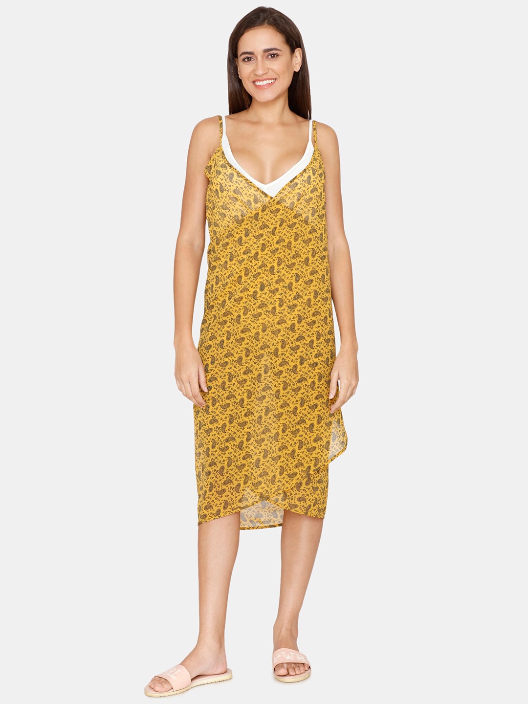 

Coucou by Zivame Women Yellow & Black Printed Sarong
