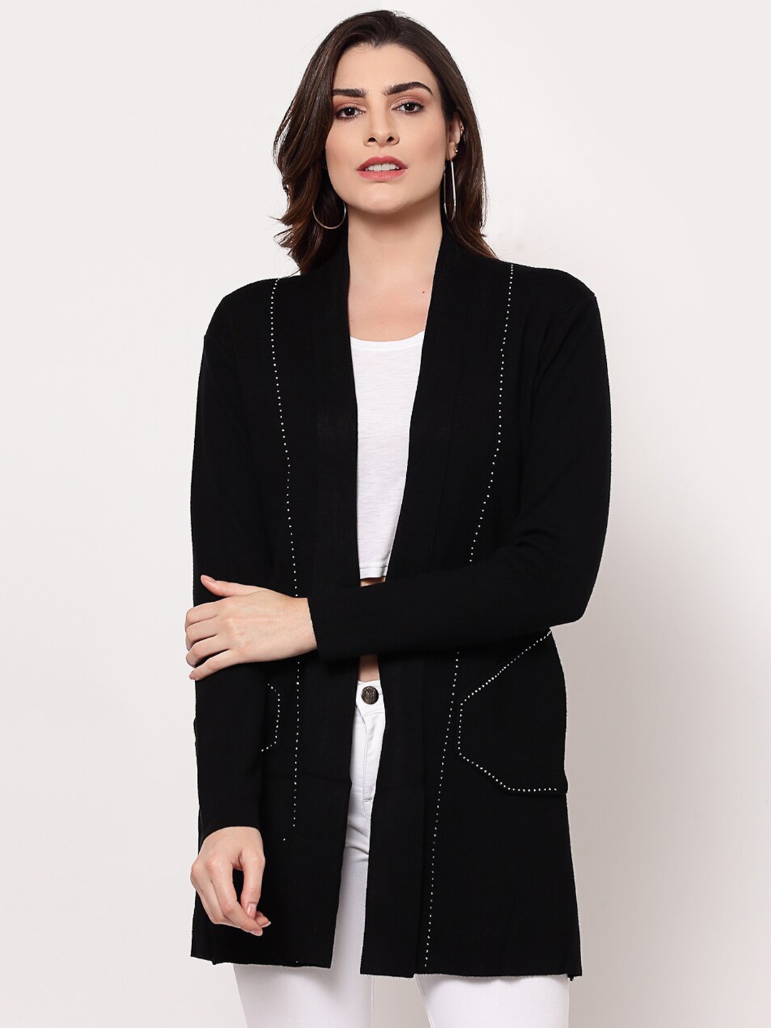 

Mafadeny Women Black Longline Shrug