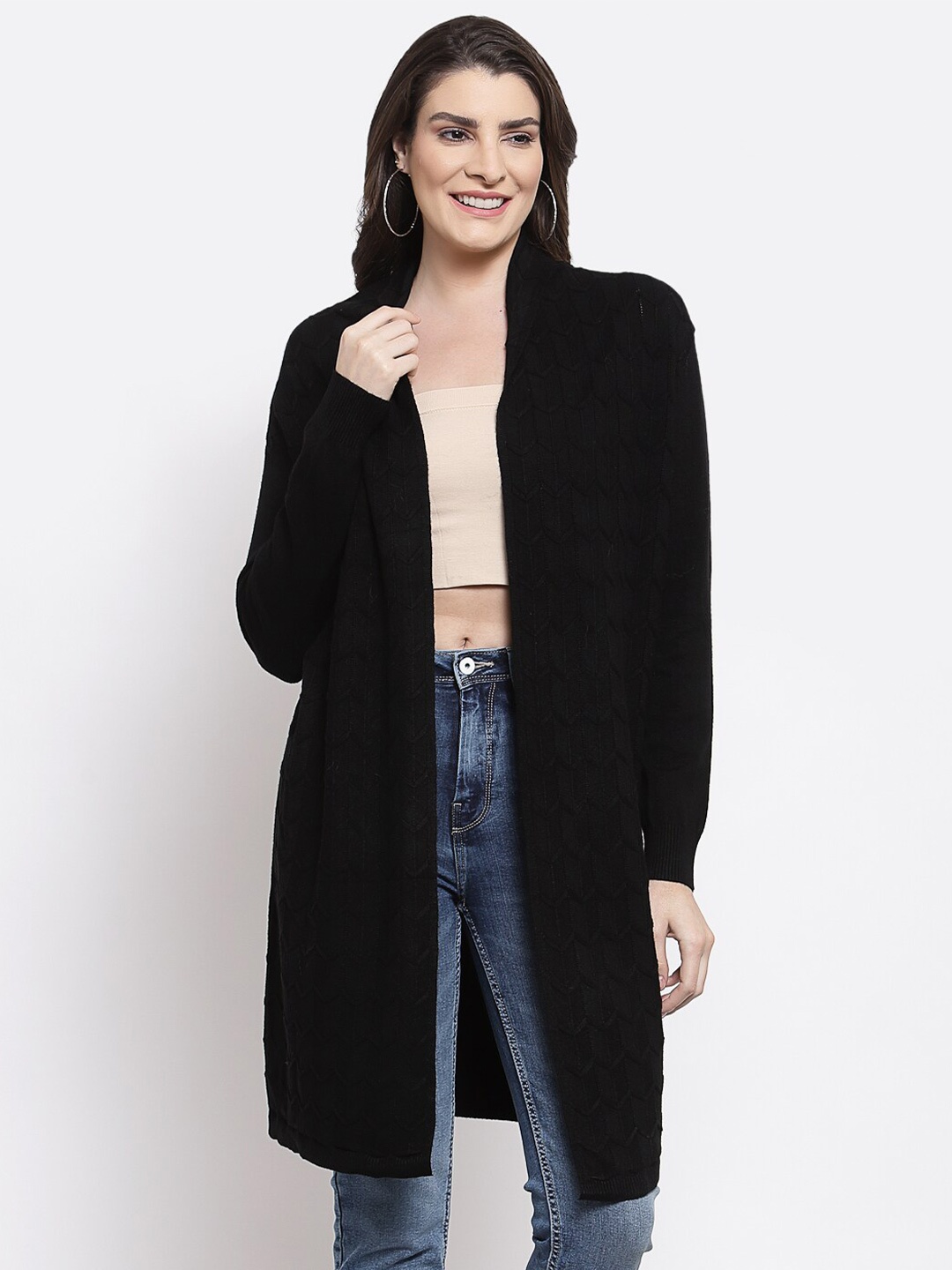 

Mafadeny Women Black Longline Shrug